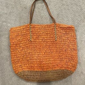 Orange Straw Tote